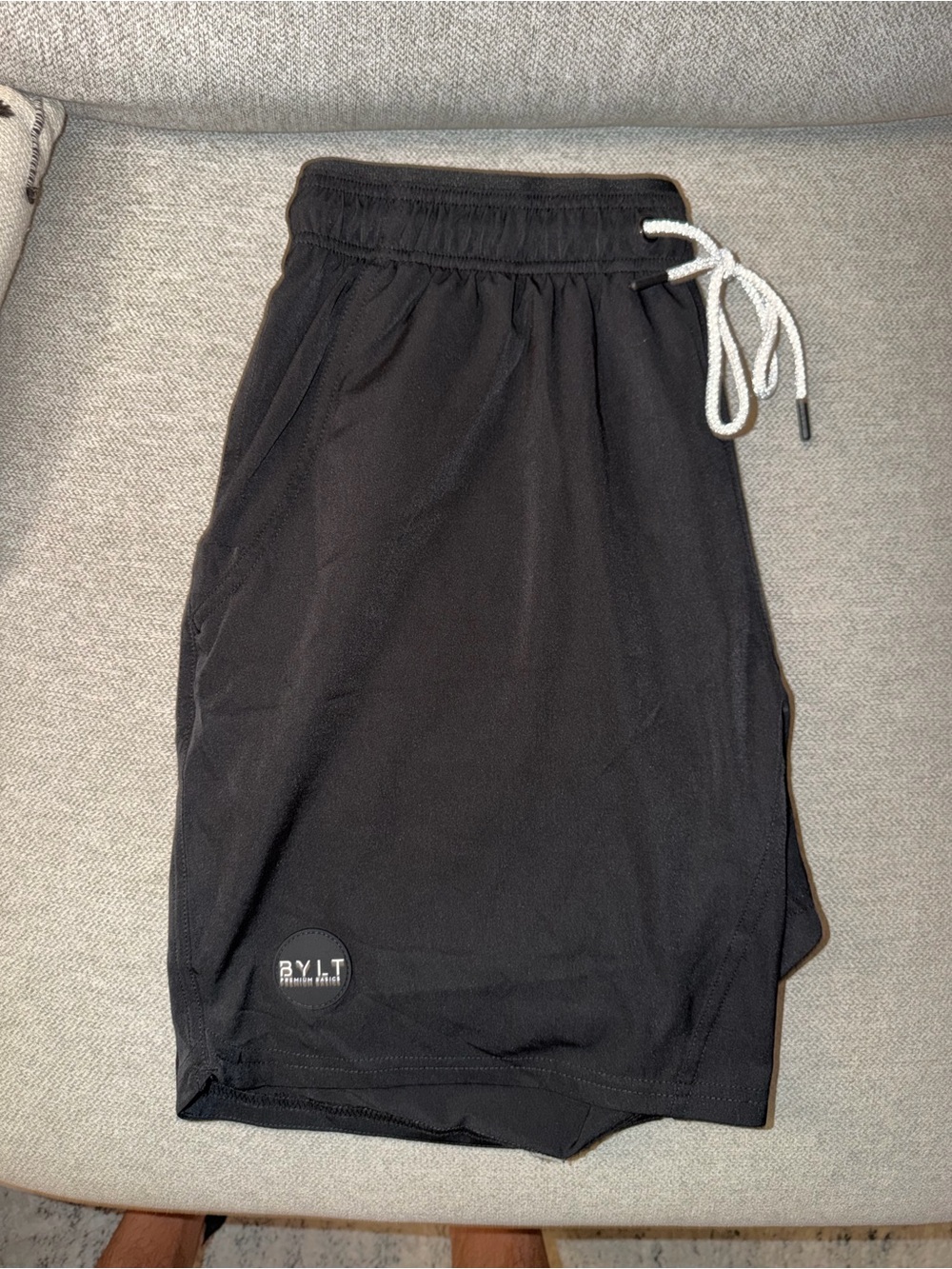 BYLT Basics Black Men's Athletic Shorts with Contrast Drawstring